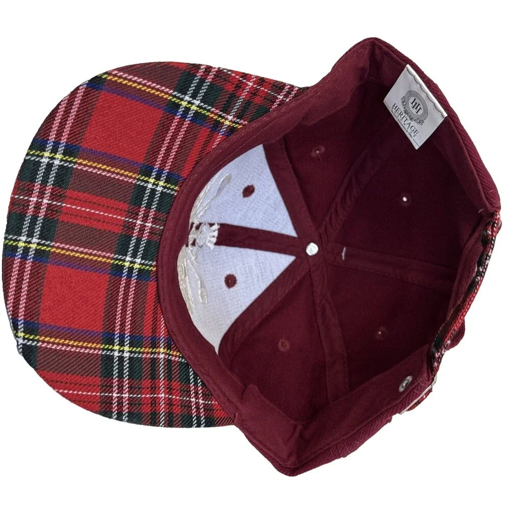 Heritage Scotland Golf Hat  One Size Burgandy Tartan Trim Mag Marker Tees New - Picture 11 of 11